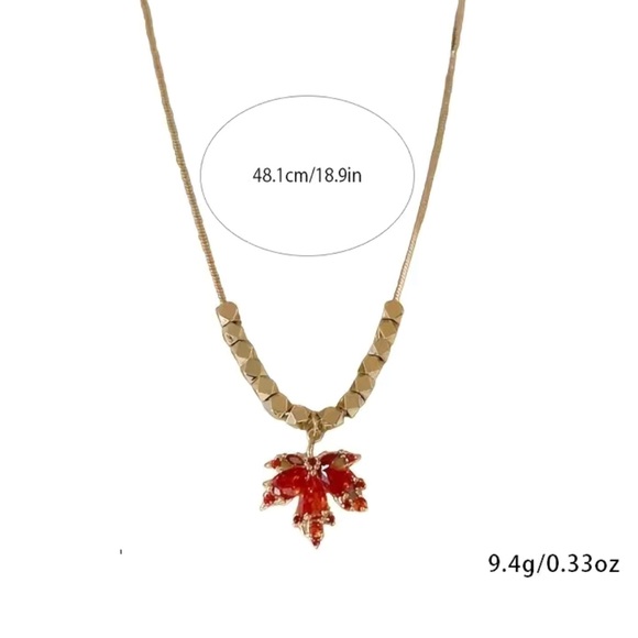 Leaf crystal gold necklace. Party date engagement guest gift birthday for her. - Picture 4 of 5